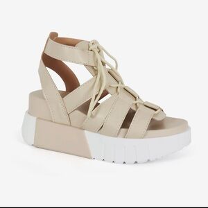 Yoki TAVI Beige Strappy Platform Sandals